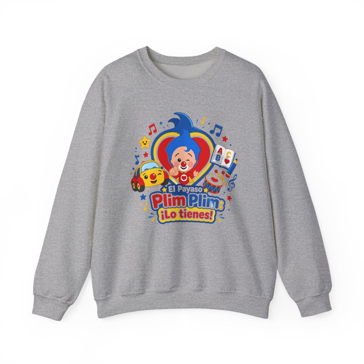 El Payaso Plim Plim "s wheels and musical notes that symbolize the show" Crewneck - Official sweatshirts merchandise