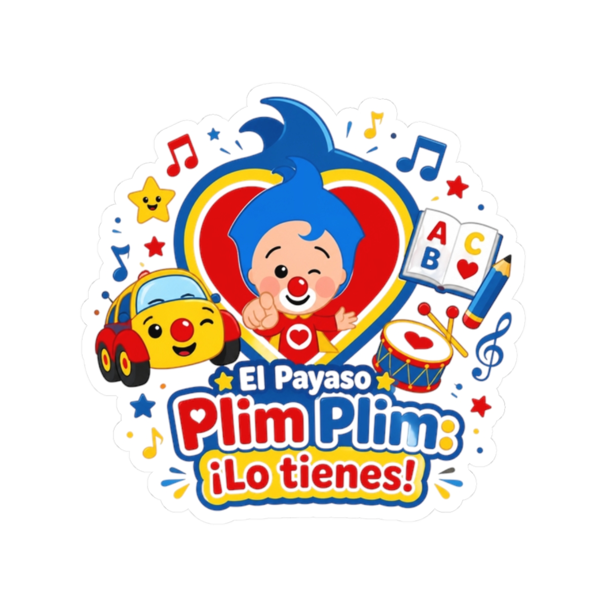 El Payaso Plim Plim "s wheels and musical notes that symbolize the show" Sticker - Official stickers merchandise